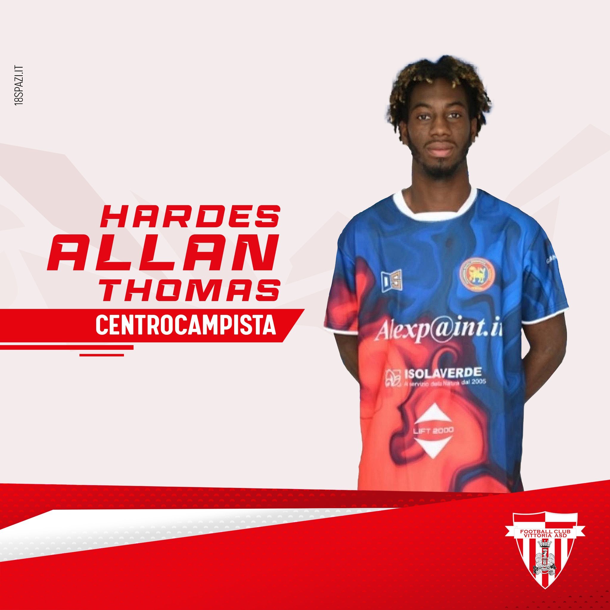 Thomas AllaN Hardes indosserà la maglia biancorossa.